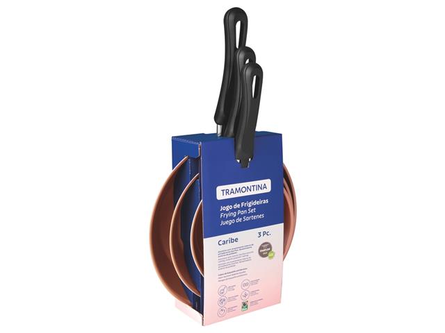 Jogo de Frigideiras Tramontina Caribe Antiaderente Preto 3 Peças - 1