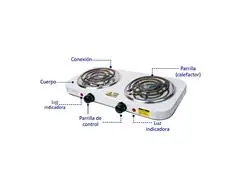 Parrilla eléctrica Volteck 2 quemadores 5 niveles Blanca - 2