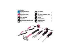 Juego de herramientas Pretul 8 pzas uso Hogar para Dama Negro/Rosa - 1