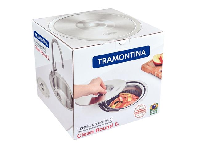 Lixeira de Embutir Tramontina Clean Round Inox com Balde Plástico 5L - 6