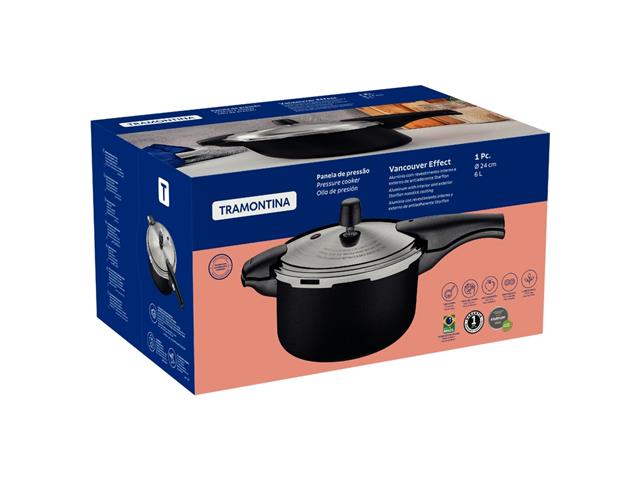 Panela de Pressão Tramontina Vancouver Antiaderente Preto 24cm 6L - 2