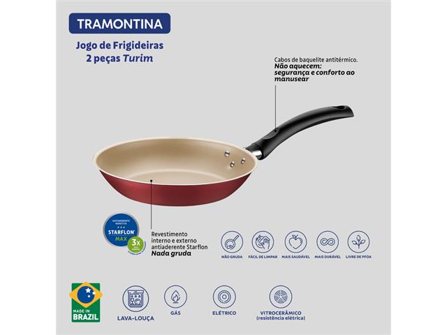 Jogo de Frigideiras Tramontina Turim Vermelho 2 peças - 4