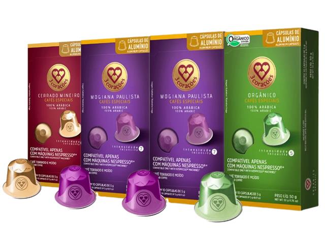 Combo 40 Cápsulas Nespresso 3 Corações Paulista + Mineiro + Orgânico