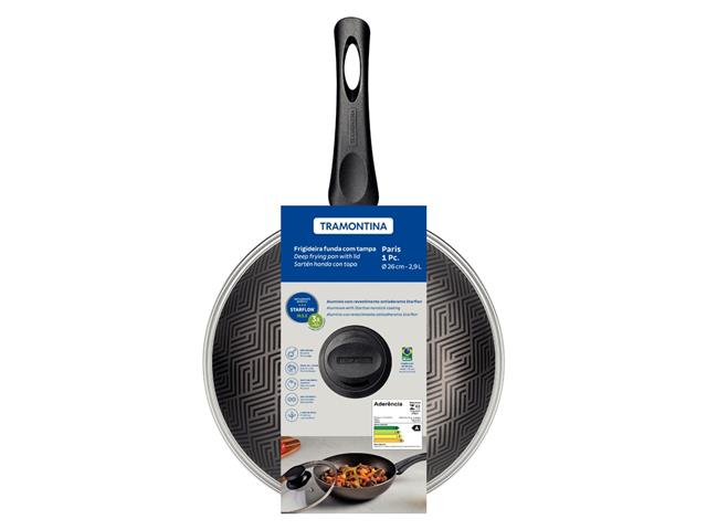 Frigideira Funda Tramontina Paris em Alumínio Tampa de Vidro 26cm 2,9L - 2