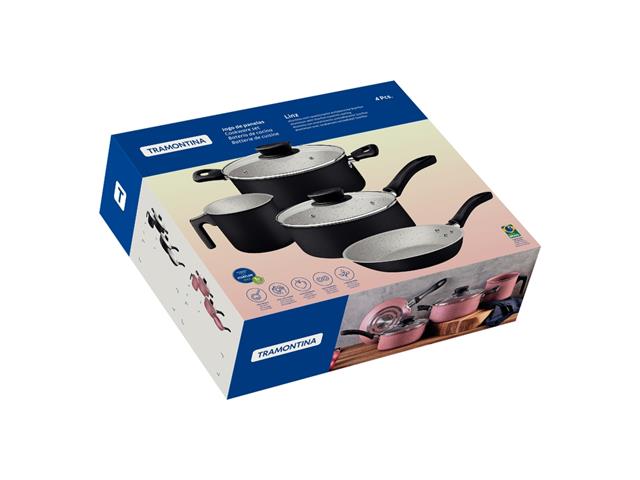 Jogo de Panelas Tramontina Linz em Aluminio Starflon Max Preto 4 Peças - 1