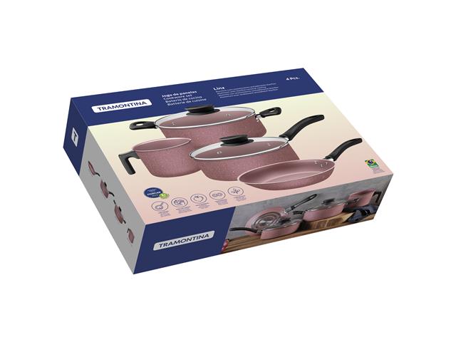 Jogo de Panelas Tramontina Linz em Aluminio Starflon Max Rosa 04 Peças - 6