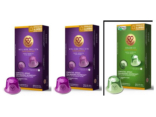 Cápsulas de Café Compatíveis Nespresso 3 Corações Mogiana e Orgânico