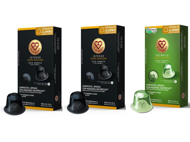 Cápsulas de Café Compatíveis Nespresso 3 Corações Intenso e Orgânico