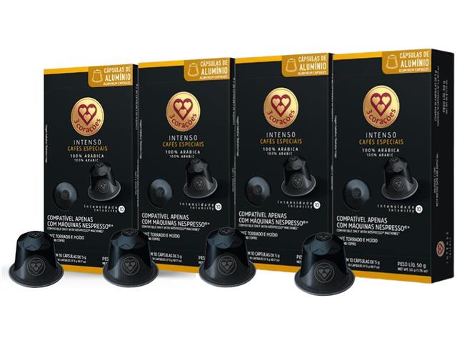 Combo 40 Cápsulas de Café Compatíveis Nespresso 3 Corações Intenso