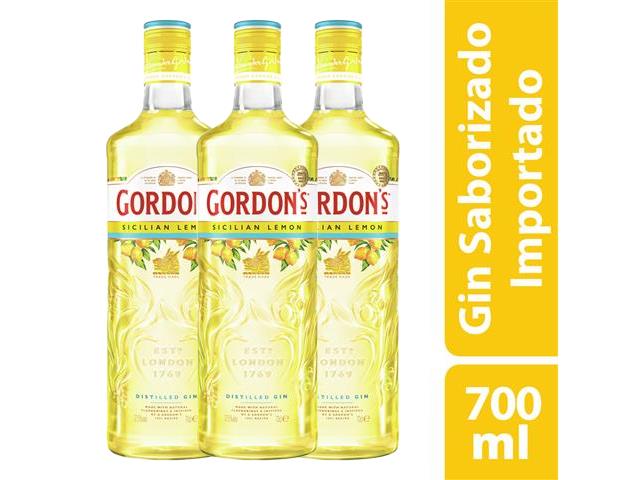 Combo 3 Gin's Gordon's Sicilian Lemon Garrafa 700ml