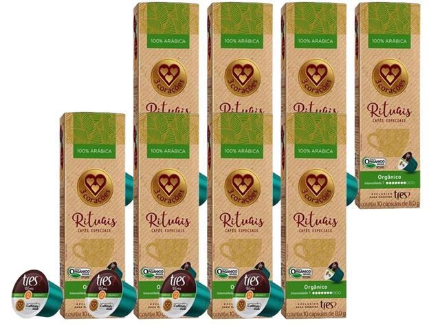 8 Caixas de Cápsulas Três Corações Café Espresso Rituais Orgânico