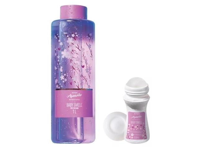 Kit Avon Aquavibe Baby Smell Body Splash e Roll On