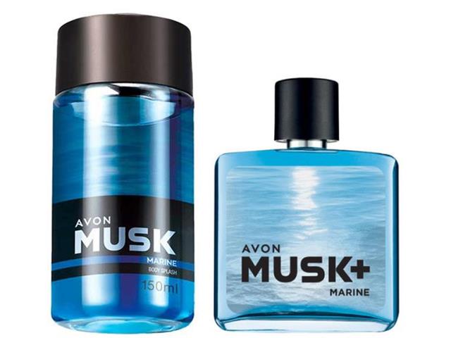 Kit Avon Musk Marine Colônia com Body Splash