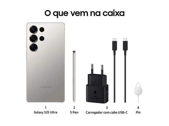 Smartphone Samsung Galaxy S25 Ultra 512GB Titânio Cinza 12GB RAM