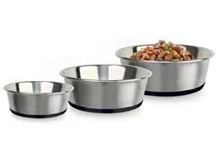 Plato de acero antideslizante base de silicón para mascotas chico - 3