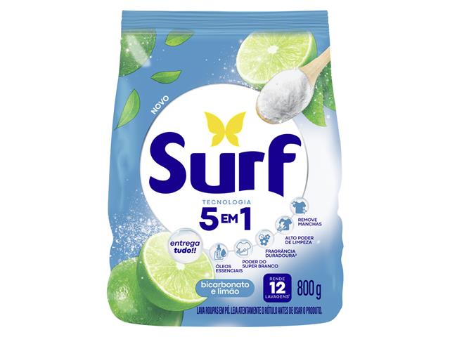 Lava-Roupas Pó Bicarbonato e Limão Surf 800g