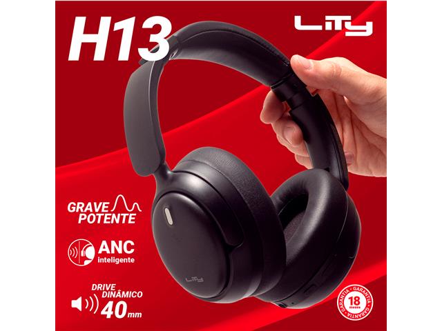Headphone Bluetooth Lity 5.3  65 Horas ANC Híbrido Preto (H13P) - 4