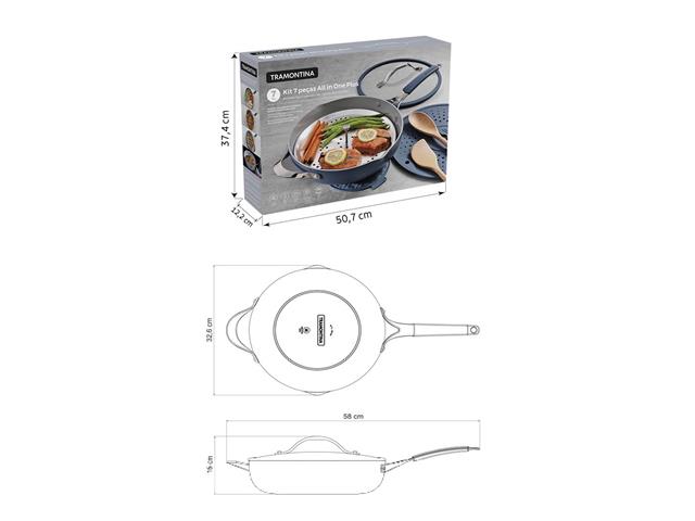 Kit 7 peças All in one Plus Tramontina Revestimento Cerâmico e Silic - 8