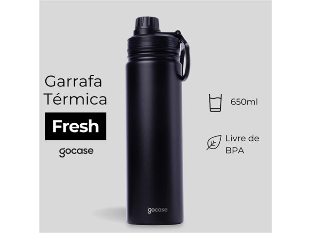 Garrafa Térmica Gocase Fresh Preta 650ml - 1