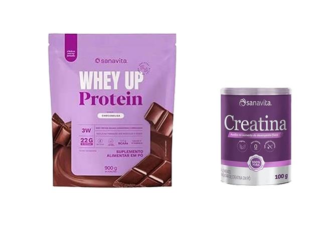 Whey Up 3W Chocobelga 900G Sanavita + Creatina 100G