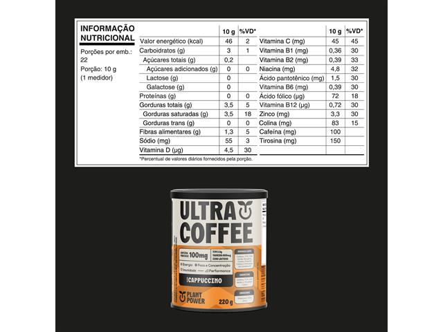 Suplemento Alimentar Plant Power Ativa o Café Cappuccino 14x10g 14Un - 1