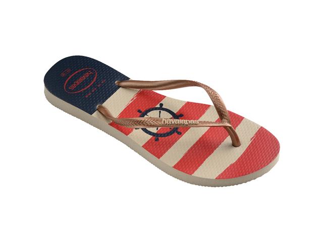 Chinelo Havaianas Slim Nautical Bege Palha/Rose Gold Tam 33-34 - 1
