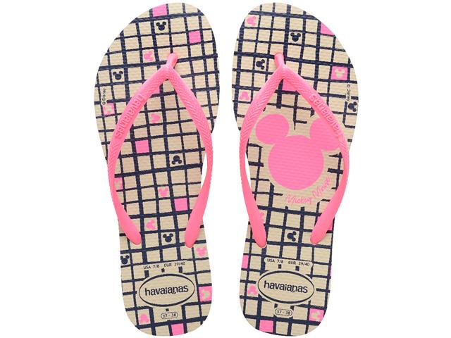 Chinelo Havaianas Slim Disney Bege Palha Tam 4...