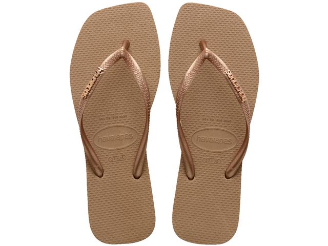 Chinelo Havaianas Sl Sq Logo Met Rose Gold/Ros...
