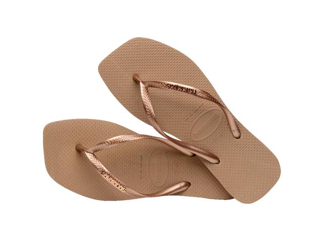 Chinelo Havaianas Sl Sq Logo Met Rose Gold/Rose Gold Tam 39-40 - 3