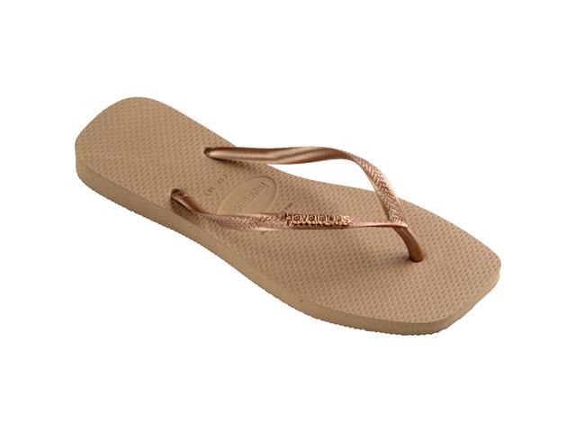 Chinelo Havaianas Sl Sq Logo Met Rose Gold/Rose Gold - 1