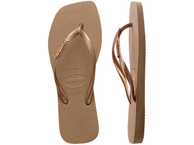 Chinelo Havaianas Sl Sq Logo Met Rose Gold/Rose Gold - 4