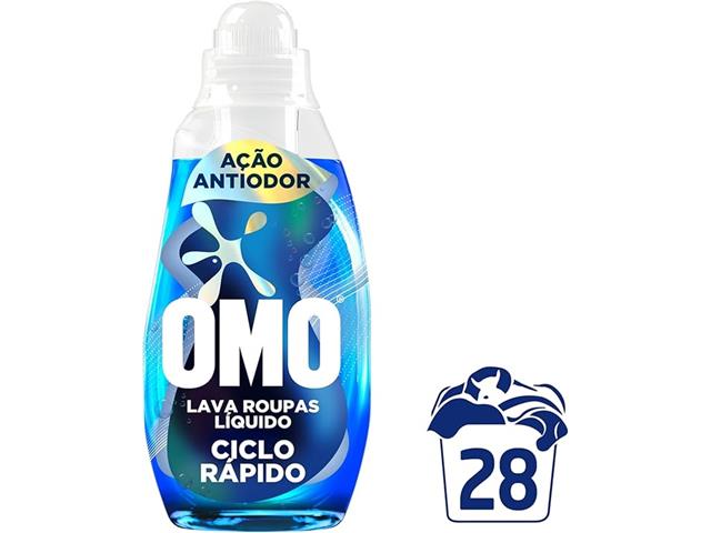 Lava-Roupas Líquido Omo Ciclo Rápido Ação Antiodor Frasco 1,4l - 1