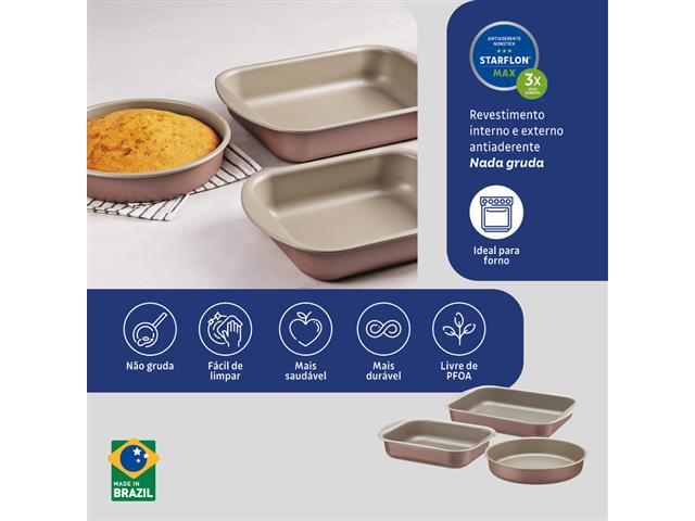 Jogo Assadeiras Tramontina Brasil Antiaderente Mocaccino 3 Peças - 5