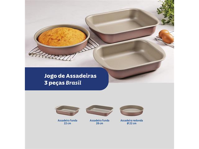 Jogo Assadeiras Tramontina Brasil Antiaderente Mocaccino 3 Peças - 6