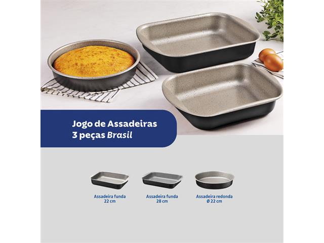 Jogo Assadeiras Tramontina Brasil Antiaderente Preto 3 Peças - 3