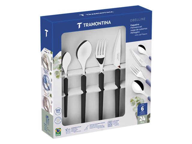 Faqueiro Tramontina Obelline Inox Preto 24 Peças - 1