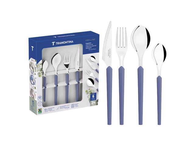 Faqueiro Tramontina Obelline Inox Azul Boreal ...