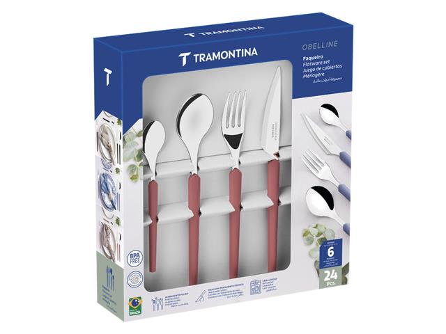Faqueiro Tramontina Obelline Inox Vinho Rubi 24 Peças - 1