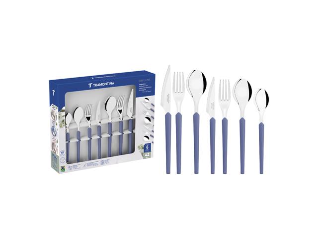 Faqueiro Tramontina Obelline Inox Azul Boreal ...