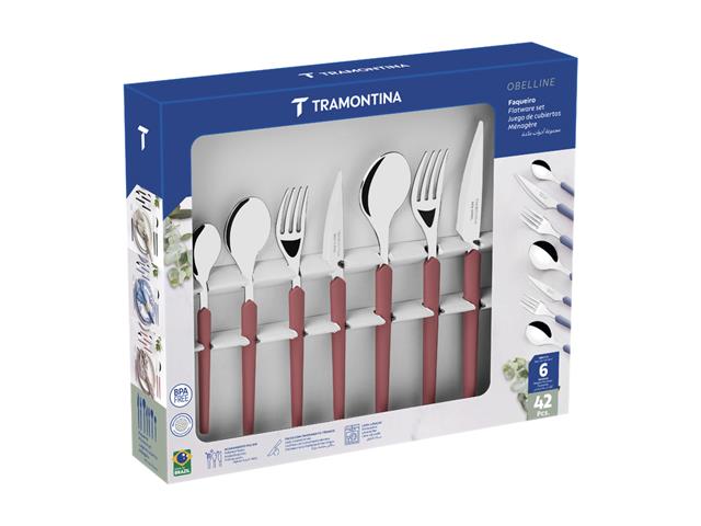 Faqueiro Tramontina Obelline Inox Vinho Rubi 42 Peças - 1