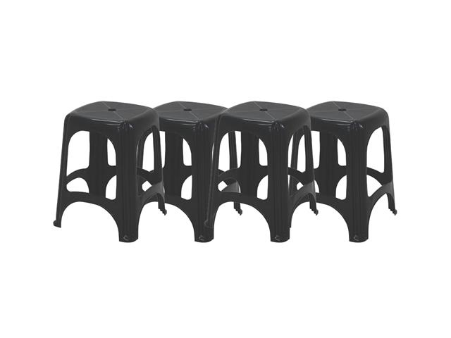 Combo 4 Banquetas Niterói ECO em Polipropileno Preto Tramontina
