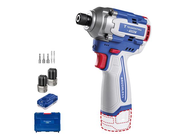 Parafusadeira Impacto 16V 170Nm Kit 2Bat + Mal...