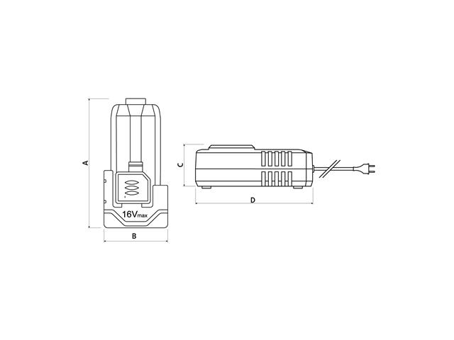 Kit 2 Baterias 16V 2,0Ah + Carregador 1,3A - 1