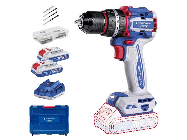 Parafusadeira Impacto 20V 66Nm Kit 2Bat + Male...