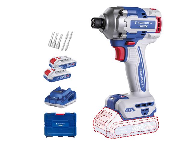 Parafusadeira Impacto 20V 285Nm Kit 2Bat + Mal...