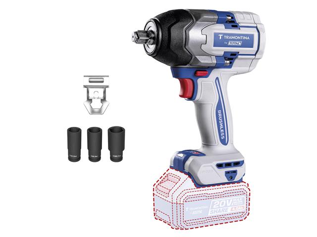 Chave de Impacto 20V 850Nm Brushless - Tramont...