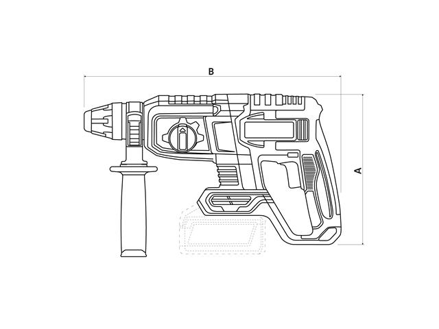 Martelete SDS Plus 20V 26mm Kit 2Bat 4Ah + Maleta - 1