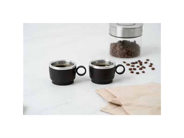 Xícaras Café Tramontina Empilháveis Inox ABS Preto c/ Alça 2p - 2