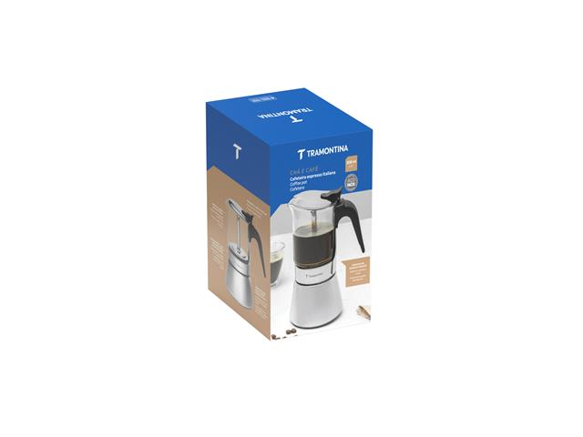 Cafeteira Italiana Tramontina Inox c/ Vidro 300ml Espresso - 1
