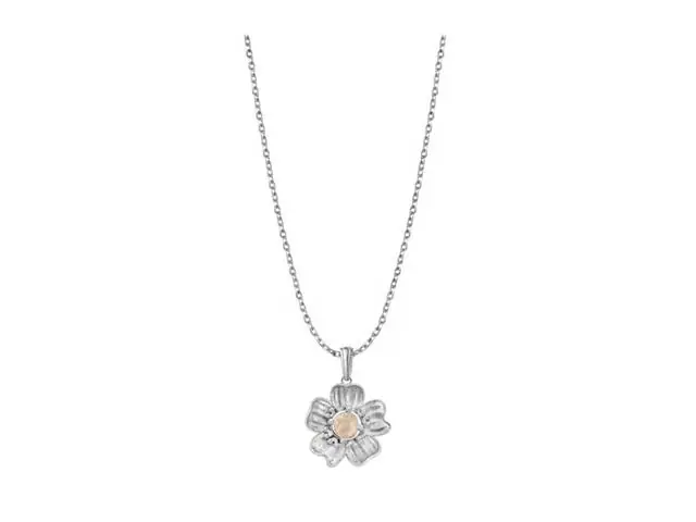 Cadena de plata Tanya Moss, flor pequeña con cristal champgane